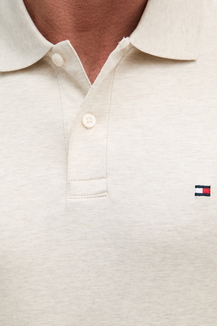 Tommy Hilfiger πόλο ανδρικό βαμβακερό MW0MW39994 μπεζ
