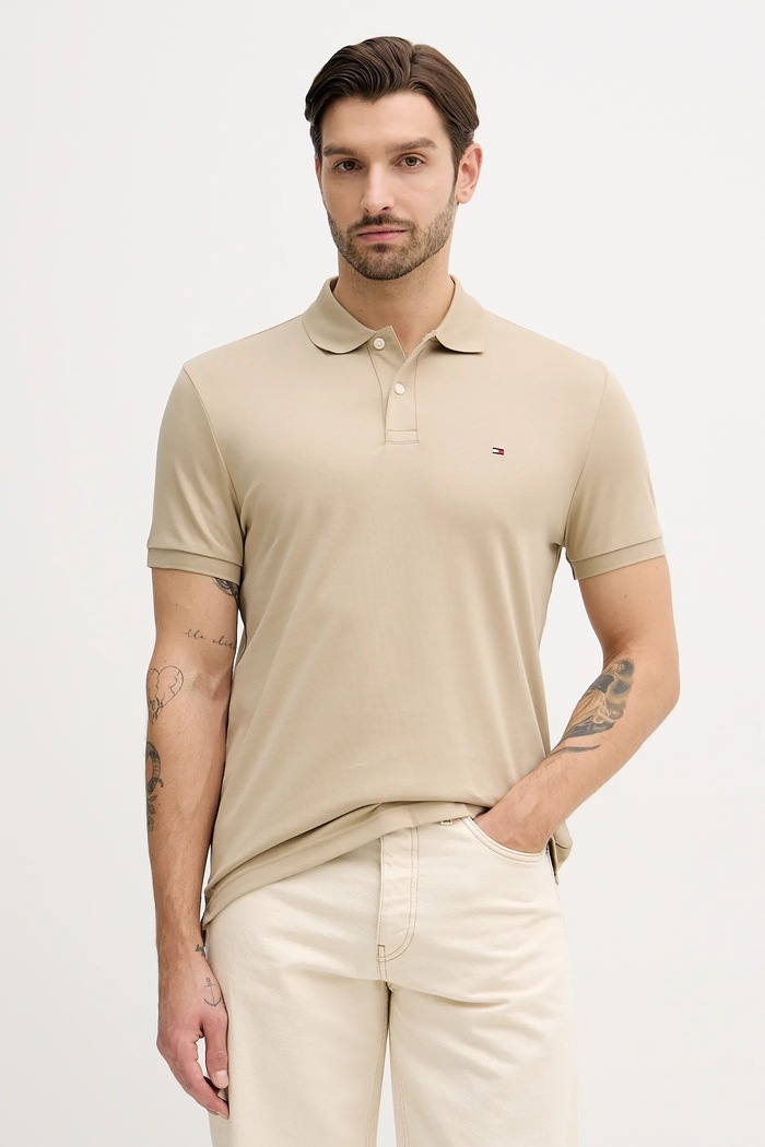 Tommy Hilfiger polo bărbătesc din bumbac regular bej MW0MW39994