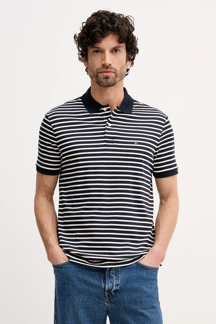 Tommy Hilfiger Polo bărbătesc din bumbac bleumarin MW0MW39994