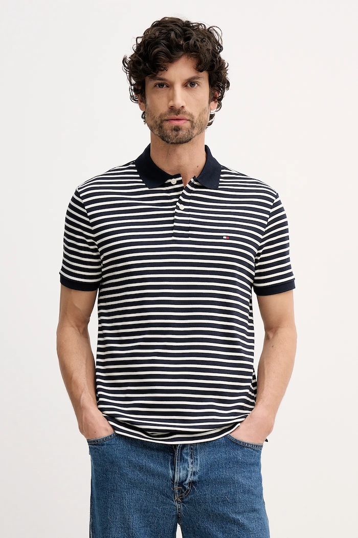 Tommy Hilfiger Polo bărbătesc din bumbac bleumarin MW0MW39994