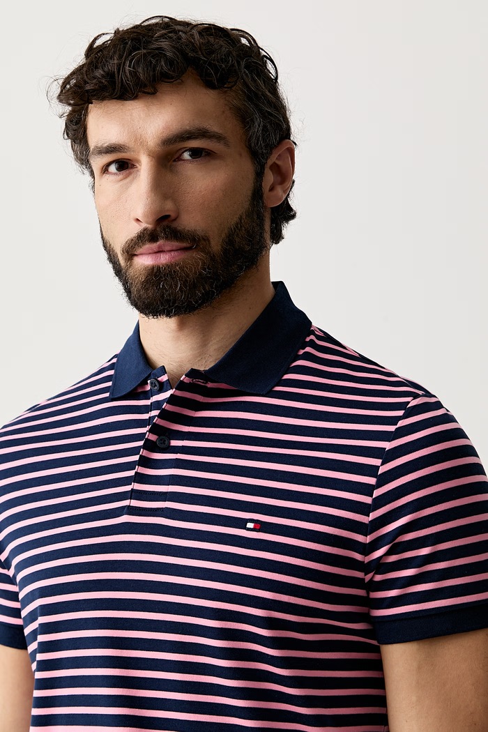 Tommy Hilfiger πόλο ανδρικό βαμβακερό σκούρο μπλε MW0MW39994