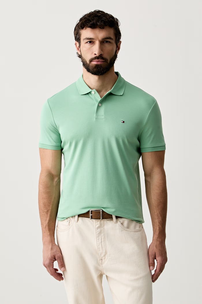 Tommy Hilfiger πόλο Ανδρικό βαμβακερό πράσινο MW0MW39994