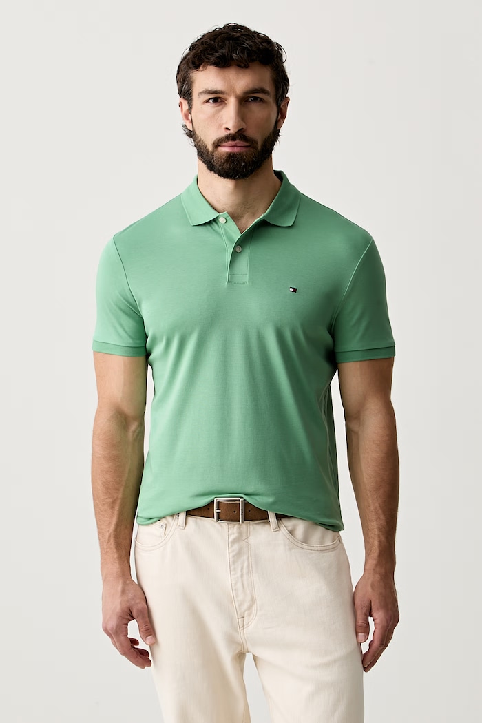 Tommy Hilfiger polo pentru bărbați, din bumbac verde MW0MW39994