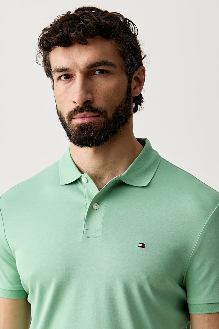Tommy Hilfiger πόλο Ανδρικό βαμβακερό πράσινο MW0MW39994