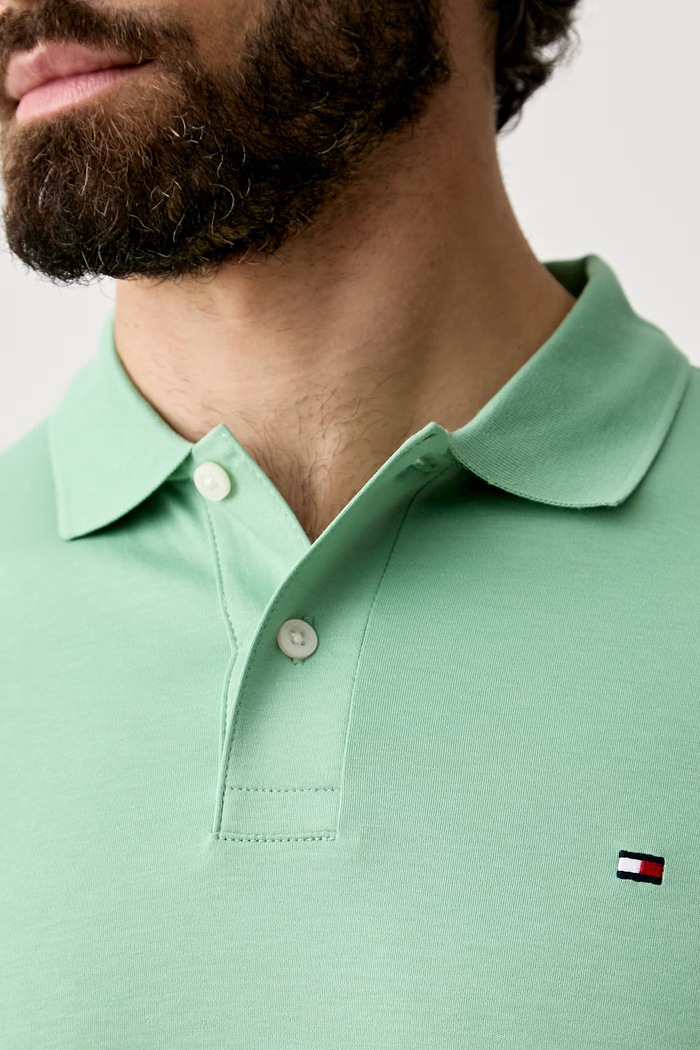 Tommy Hilfiger πόλο Ανδρικό βαμβακερό MW0MW39994 πράσινο