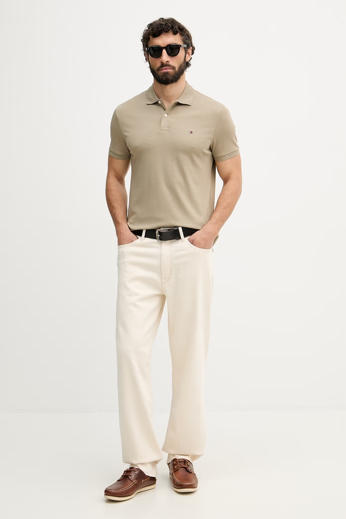 Tommy Hilfiger polo bărbătesc din bumbac MW0MW39994 verde SS26