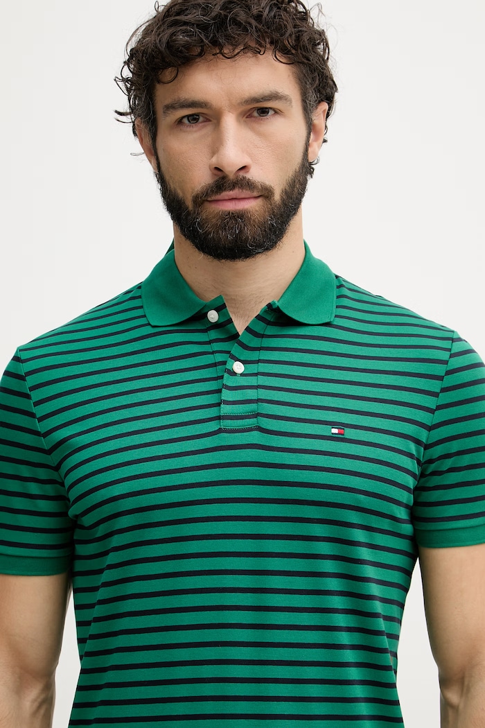 Tommy Hilfiger polo bărbați din bumbac verde MW0MW39994