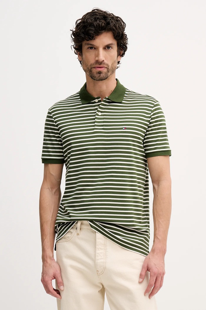 Tommy Hilfiger polo tričko pánske bavlnené zelená MW0MW39994
