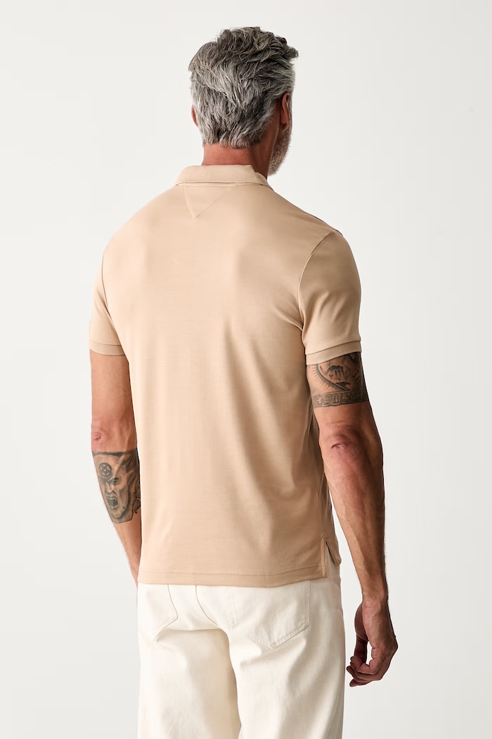 Odzież Tommy Hilfiger polo męskie bawełniane MW0MW39994 beżowy
