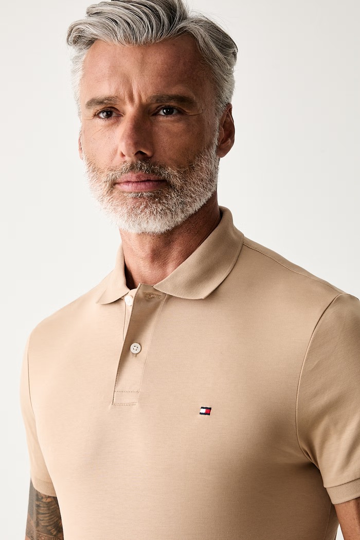 Tommy Hilfiger polo męskie bawełniane beżowy MW0MW39994