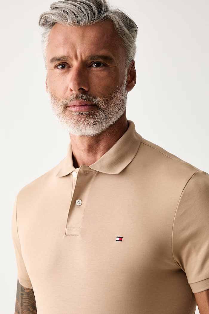 Tommy Hilfiger polo męskie bawełniane beżowy MW0MW39994