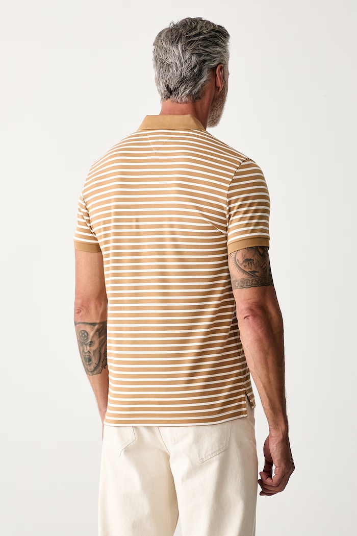 Odzież Tommy Hilfiger polo męskie bawełniane MW0MW39994 beżowy
