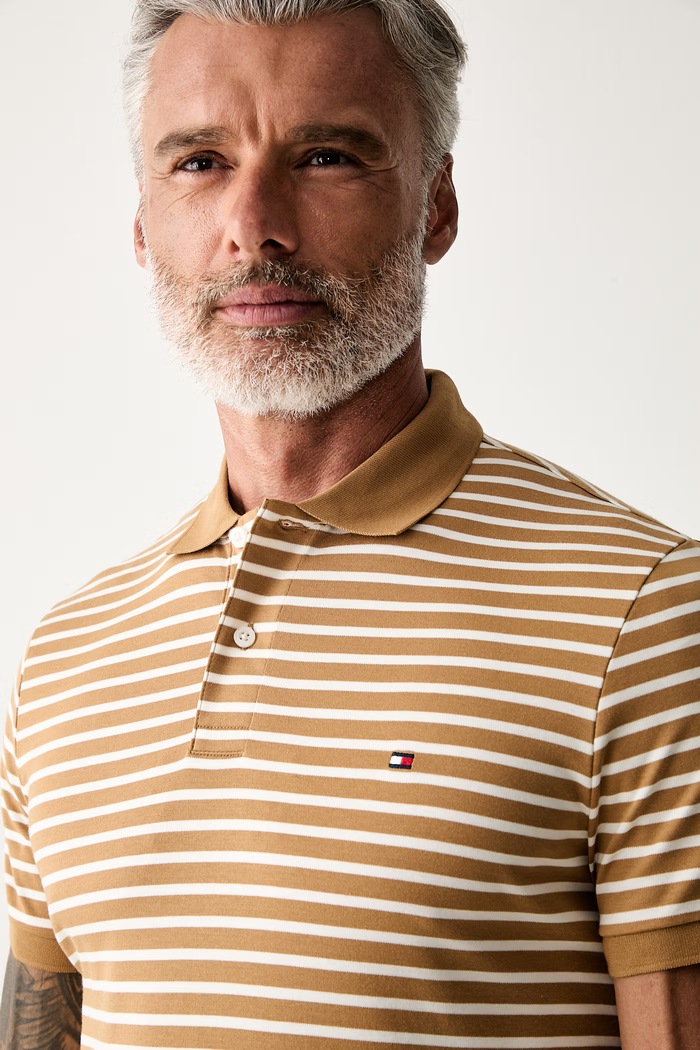 Tommy Hilfiger polo męskie bawełniane beżowy MW0MW39994