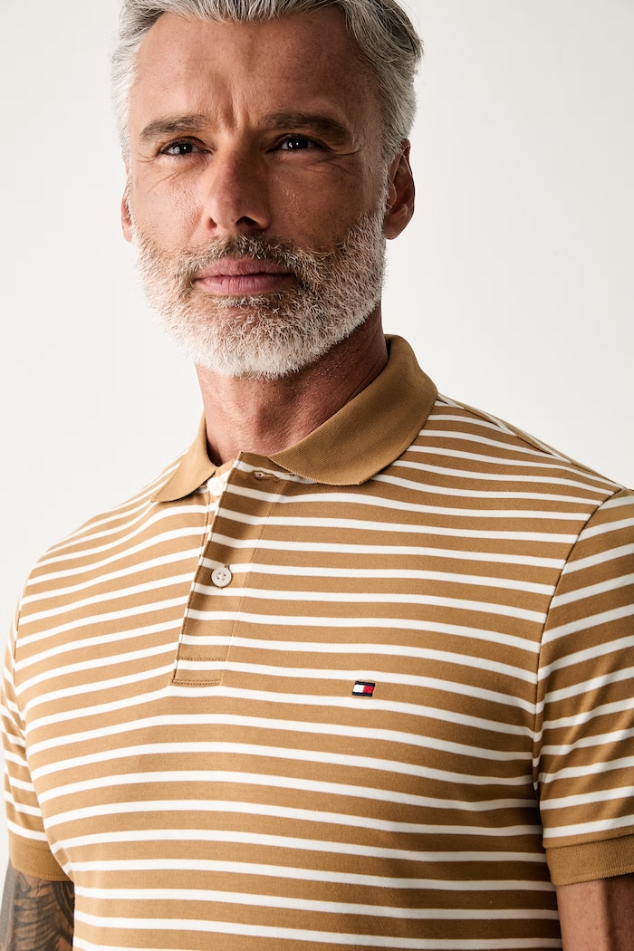 Tommy Hilfiger polo męskie bawełniane beżowy MW0MW39994