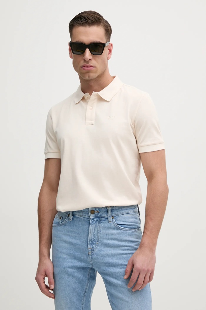 Joop! Polo tričko pánske bavlnené s elastanom béžová 30045619