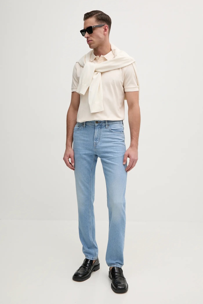 Joop! Polo tričko pánske bavlnené s elastanom 30045619 béžová SS26