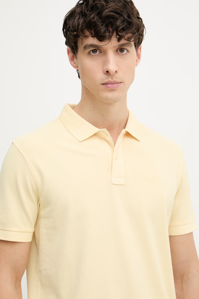 Joop! polo majica moška bombažna z elastanom rumena 30045619