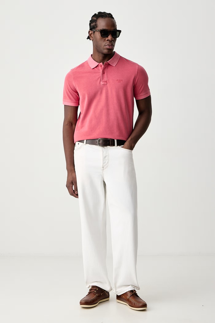 Joop! Polo męskie bawełniane z elastanem 30045619 czerwony SS26