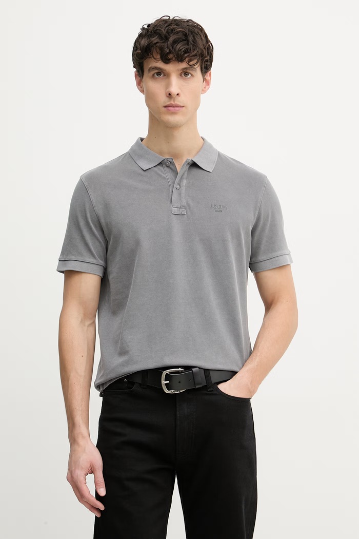 Joop! polo majica moška bombažna z elastanom siva 30045619