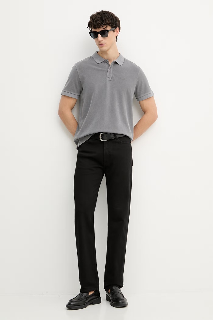 Joop! polo majica moška bombažna z elastanom 30045619 siva SS26