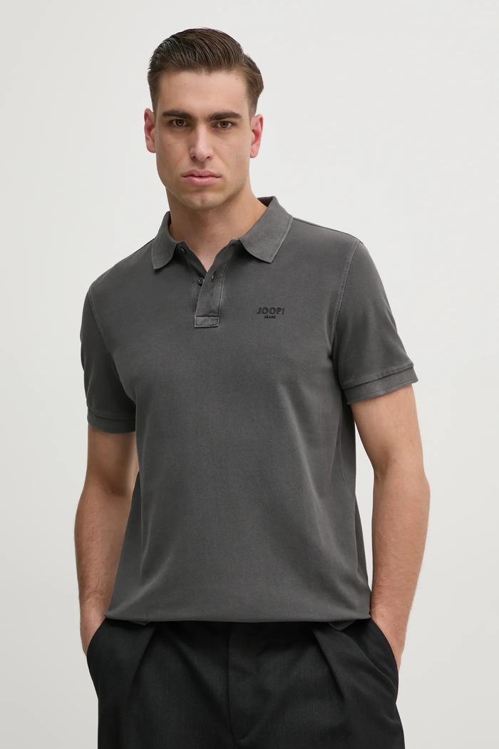 Joop! polo męskie bawełniane z elastanem z elastanem szary 30045619