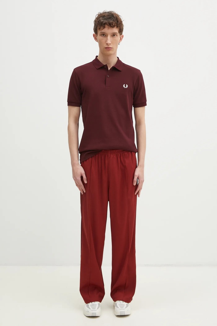 Βαμβακερό μπλουζάκι πόλο Fred Perry M6000.597 μπορντό