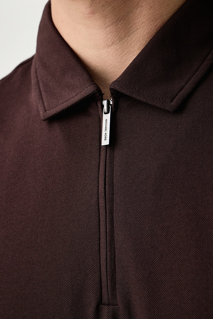 Polo męskie z bawełną Michael Kors brązowy CS552HOHFK