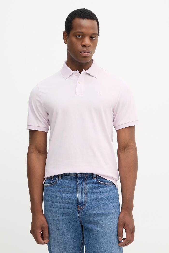 Bombažen polo Hackett London Bombaž vijolična HM563426