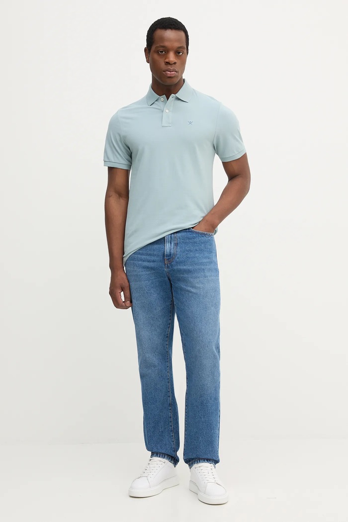 Hackett London pamut póló HM563426 kék AW25