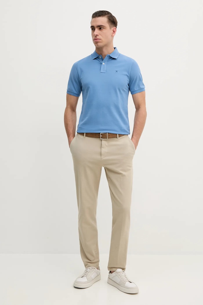 Bavlněné polo tričko Hackett London HM563426 modrá AW25