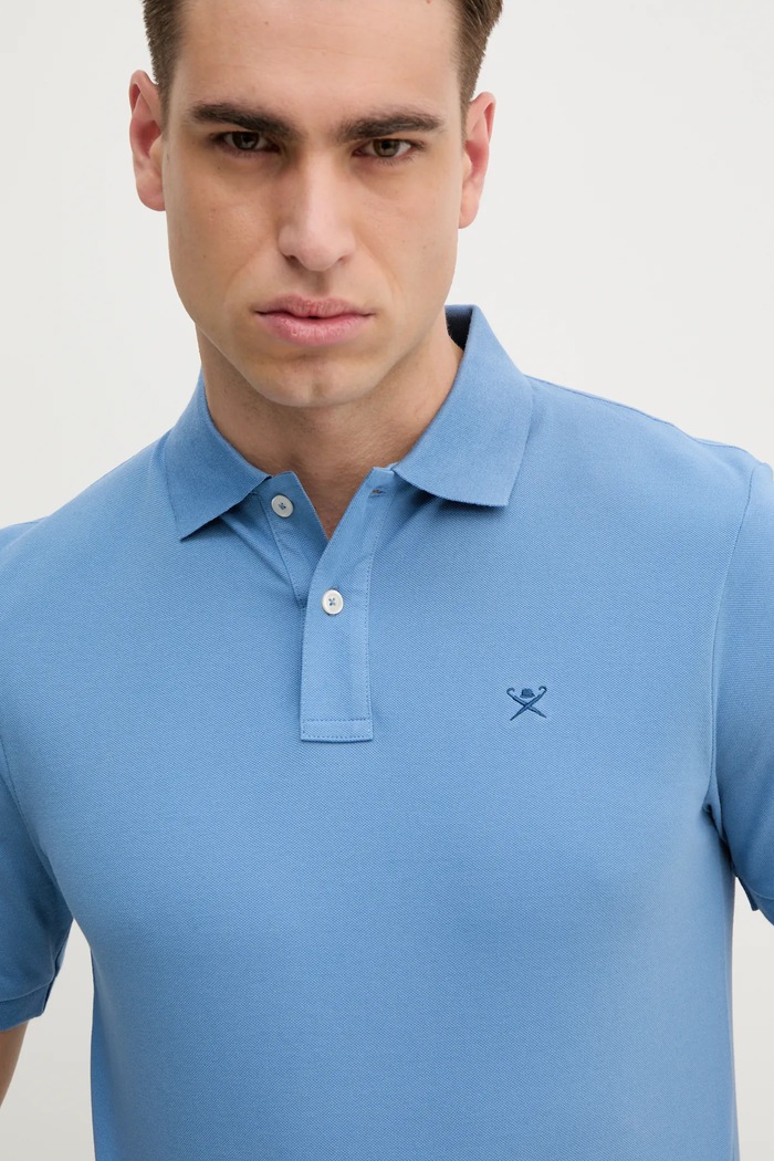 Bavlněné polo tričko Hackett London modrá HM563426
