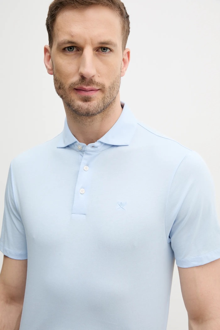 Hackett London polo bawełniane niebieski HM563434
