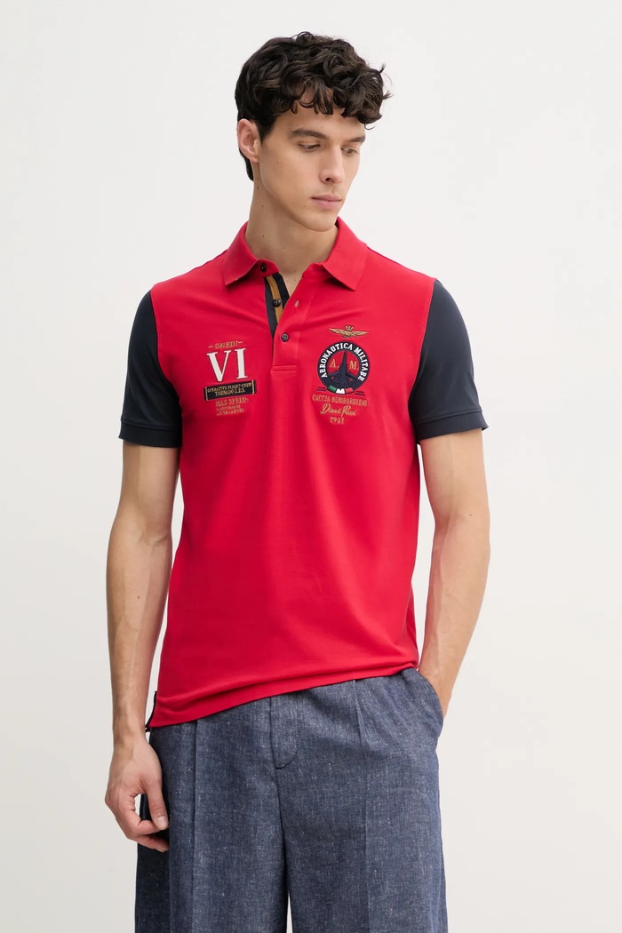 Polo tričko Aeronautica Militare nášivka červená PO1856P191