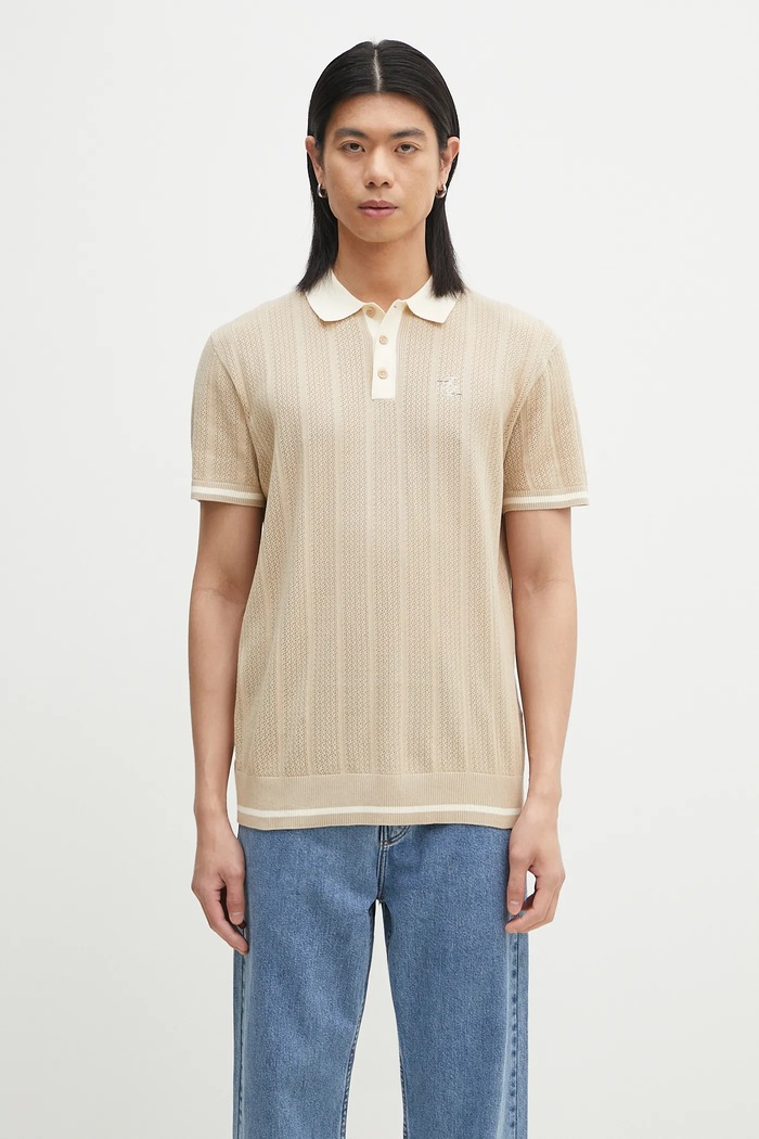 Filling Pieces polo de bumbac Knit Polo uni bej 80713669976