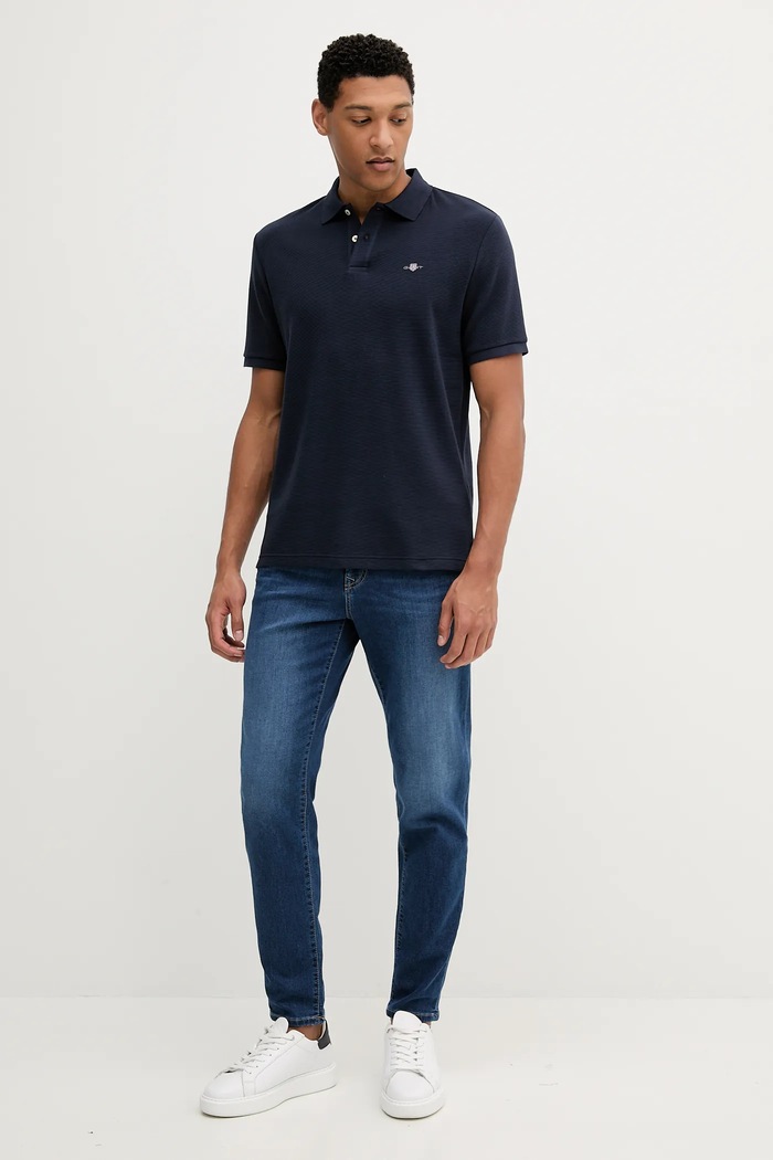 Bavlněné polo tričko Gant 2014025 námořnická modř SS25