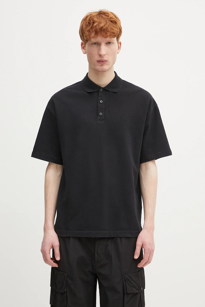 C.P. Company polo bawełniane bawełna czarny 18CMPL320A110396G