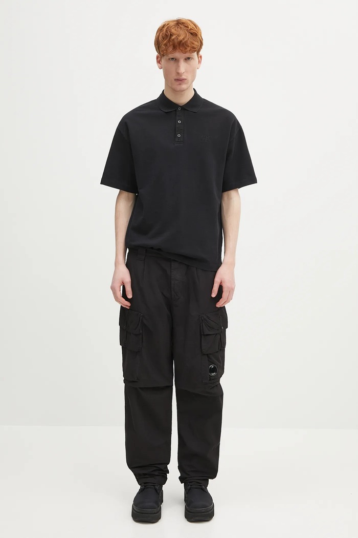 C.P. Company polo bawełniane 18CMPL320A110396G czarny