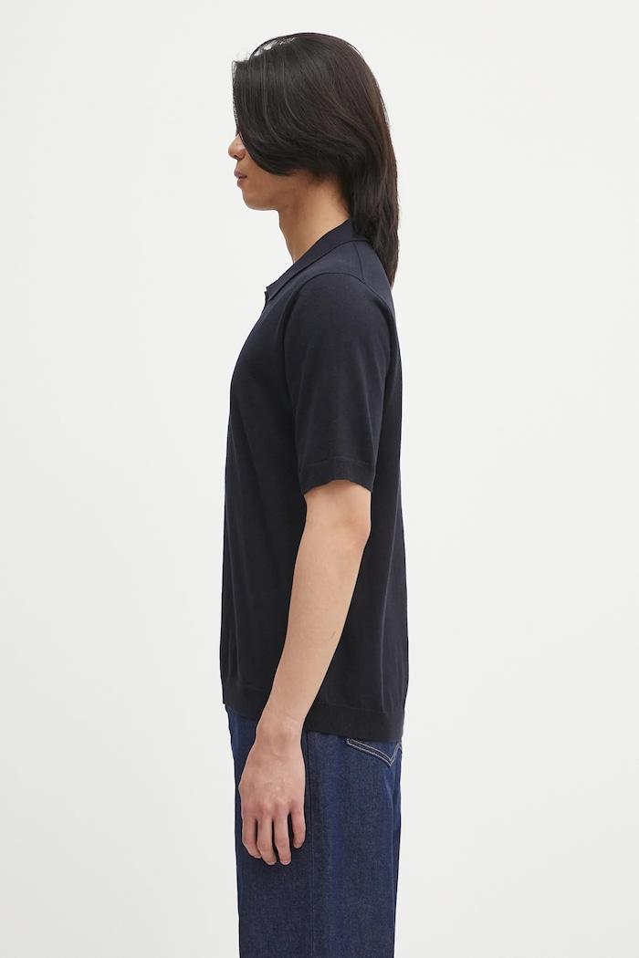 Λινό πόλο Norse Projects Leif Cotton Linen Polo N45.0502.7004 σκούρο μπλε SS25