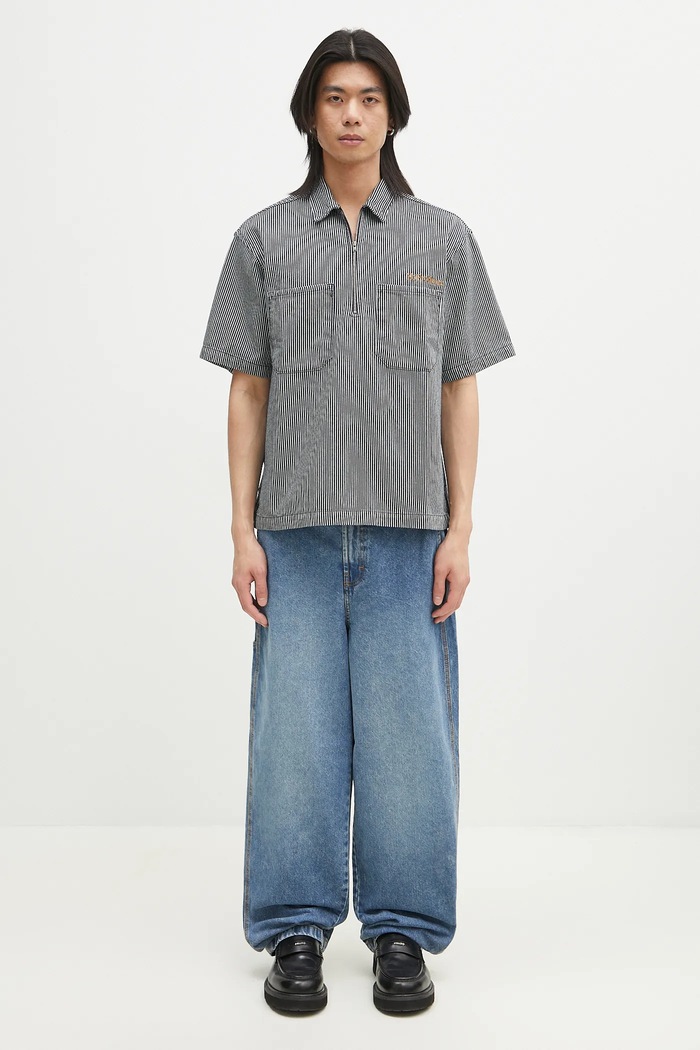 No Problemo pamut póló Mini Problemo SS Work Shirt - Denim NP4011303 sötétkék