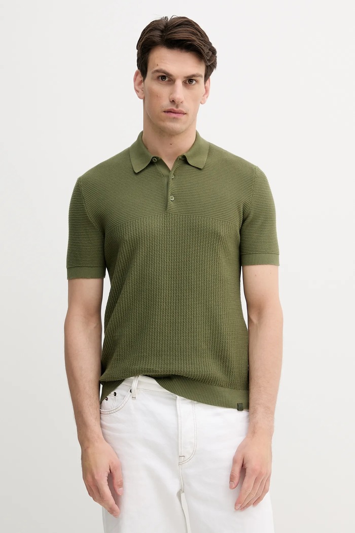 Bavlněné polo tričko United Colors of Benetton hladký zelená 1198U301H