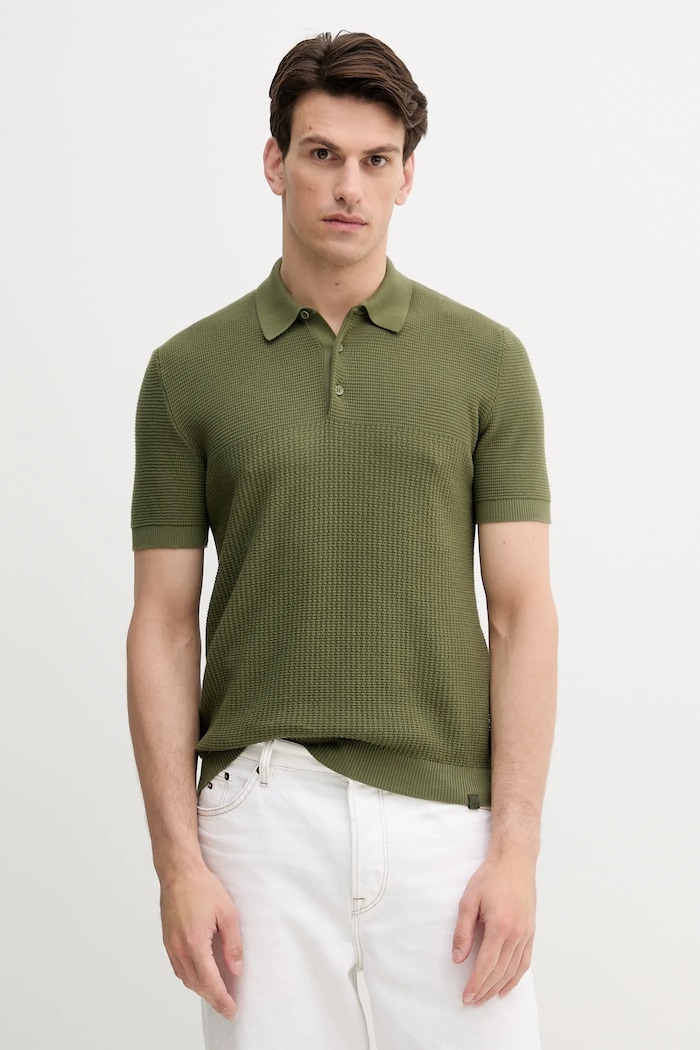 Bavlněné polo tričko United Colors of Benetton hladký zelená 1198U301H