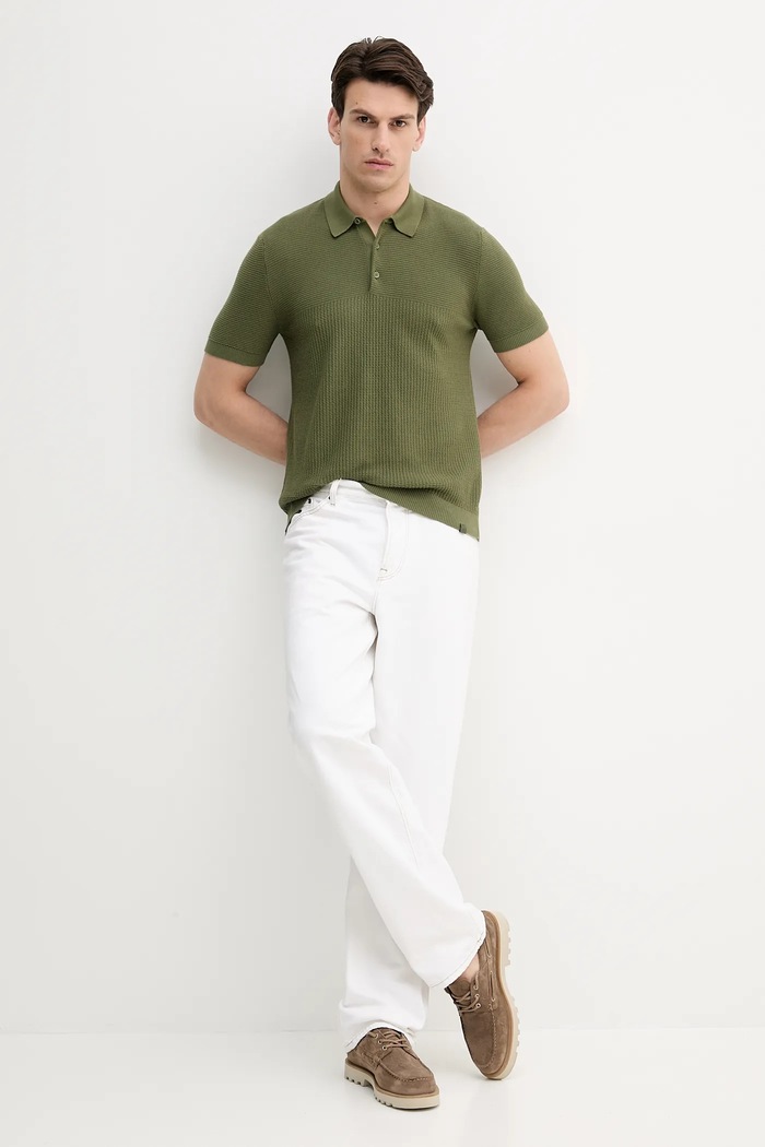 Bavlněné polo tričko United Colors of Benetton 1198U301H zelená SS25