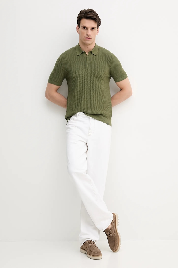 Bavlněné polo tričko United Colors of Benetton 1198U301H zelená SS25