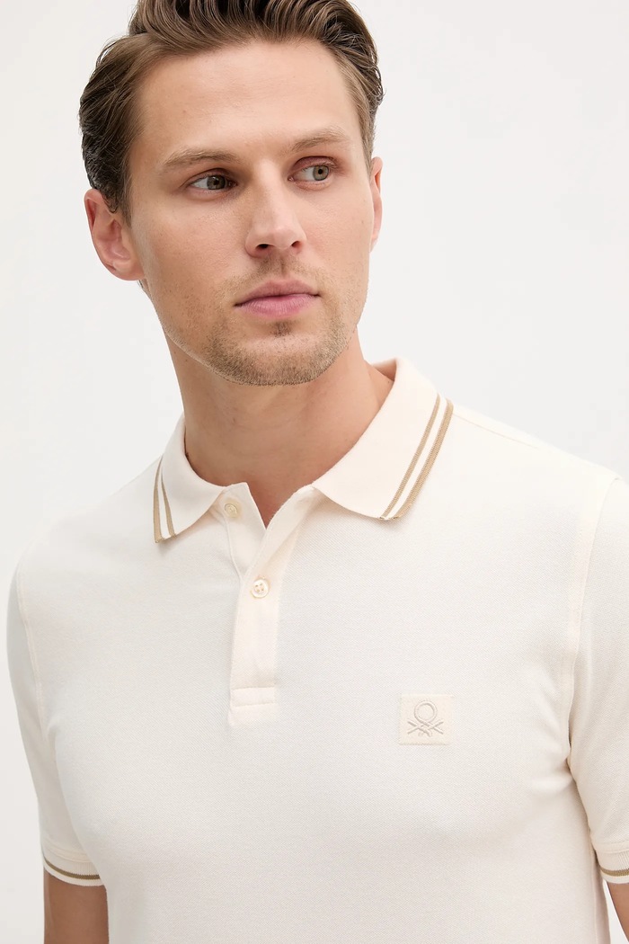 Polo tričko United Colors of Benetton United Colors of Benetton 3F9HU302E béžová