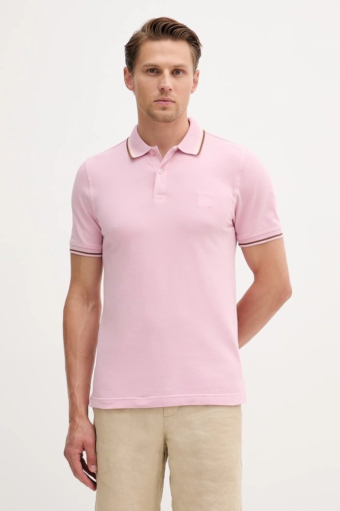 Polo tričko United Colors of Benetton slim ružová 3F9HU302E