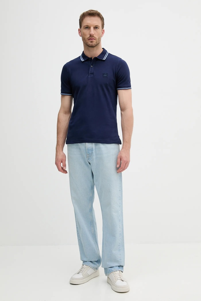 Polo tričko United Colors of Benetton 3F9HU302E tmavomodrá SS25