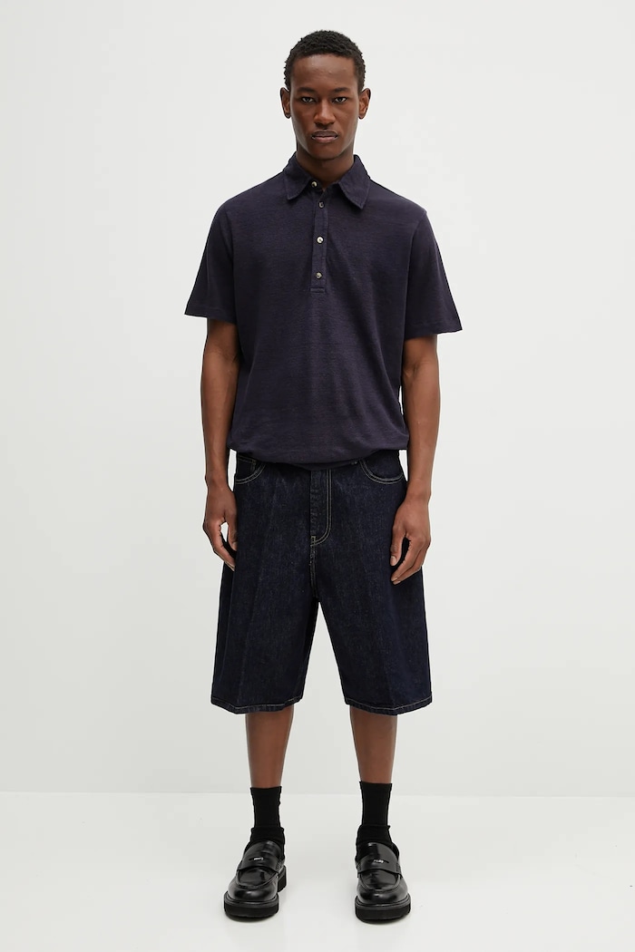 Ľanové polo Paul Smith M1R.446Z.P01764 tmavomodrá