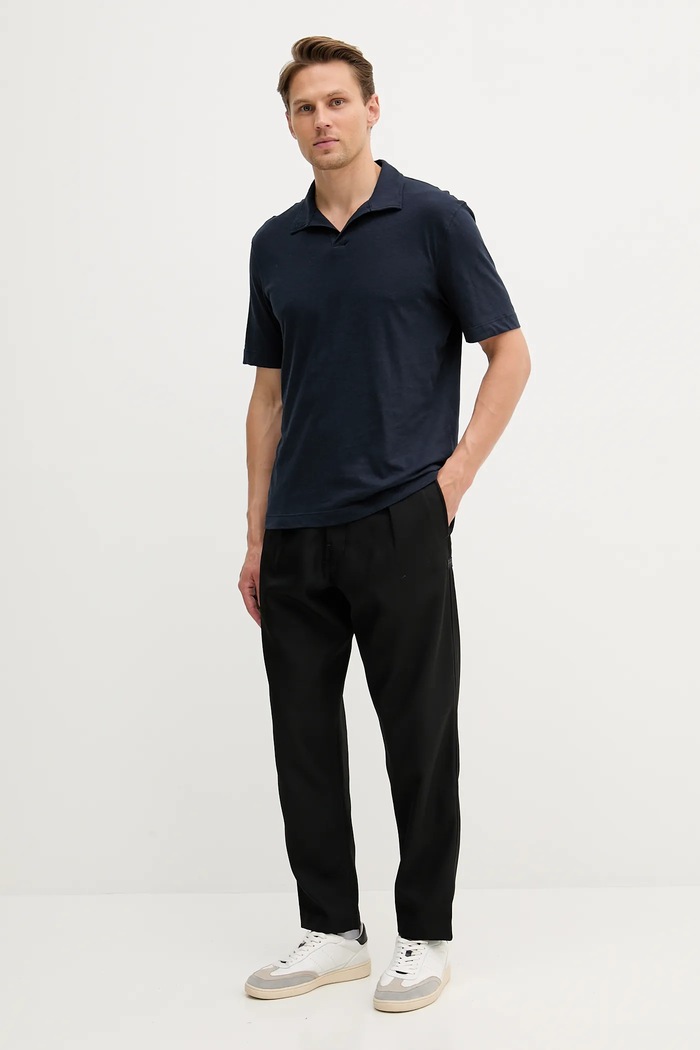 Sisley polo con aggiunta di lino 3D8FS300W blu navy SS25