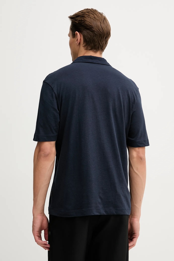 Abbigliamento Sisley polo con aggiunta di lino 3D8FS300W blu navy