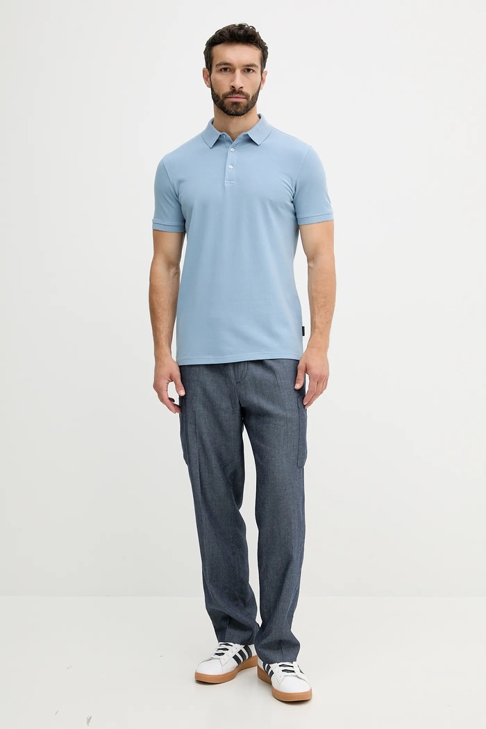 Sisley polo de bumbac 3089S300T albastru SS25